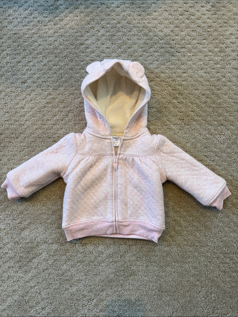 Toddler Quilted Pink Hooded Zip-Up Jacket with Ear Detail